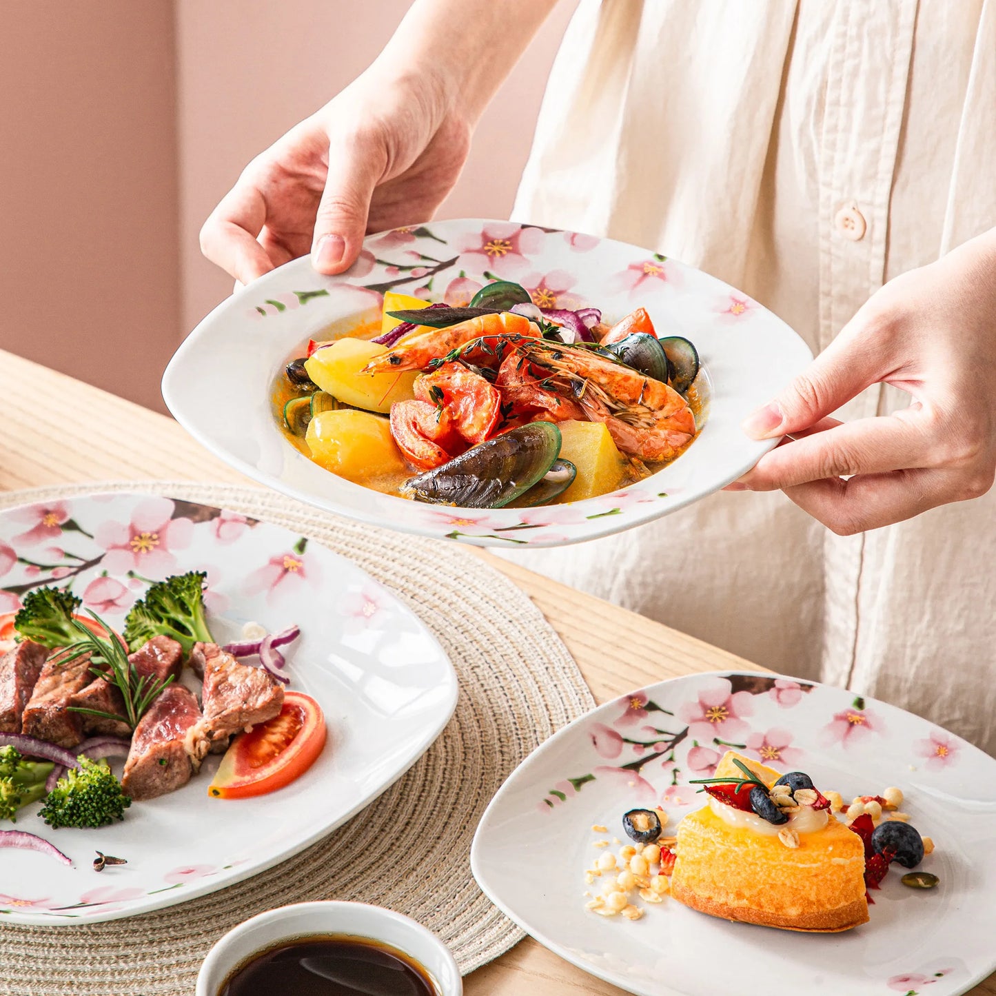Malacasa Ceramic Annie Dinnerware Set Plates Cups Saucers