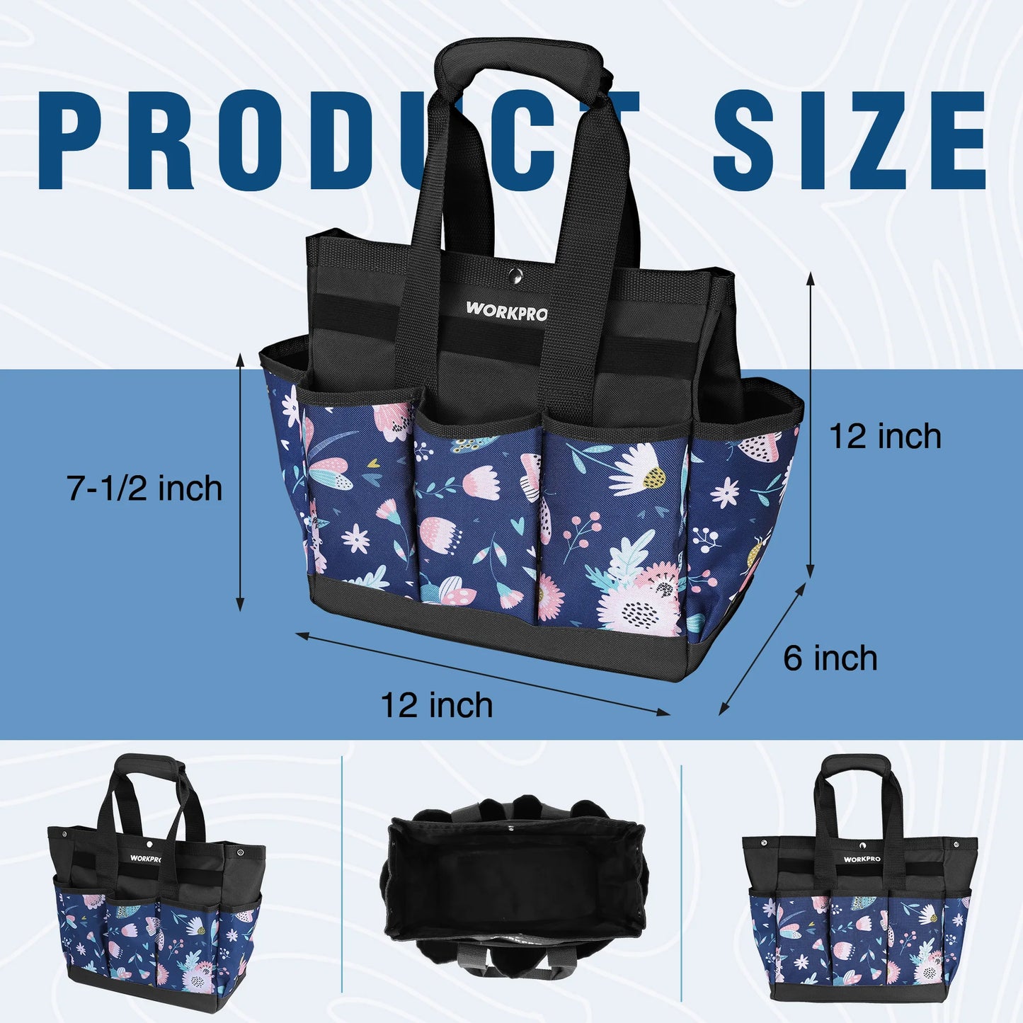 WORKPRO Garden Tool Bag with 9 Pockets Tote