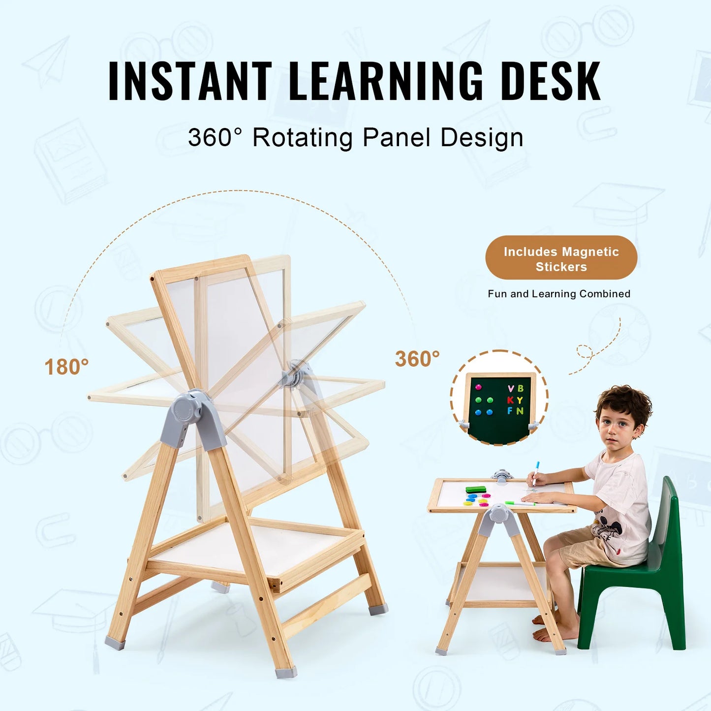 SucceBuy Standing Magnetic Drawing Board Art Easel With Painting Accessories