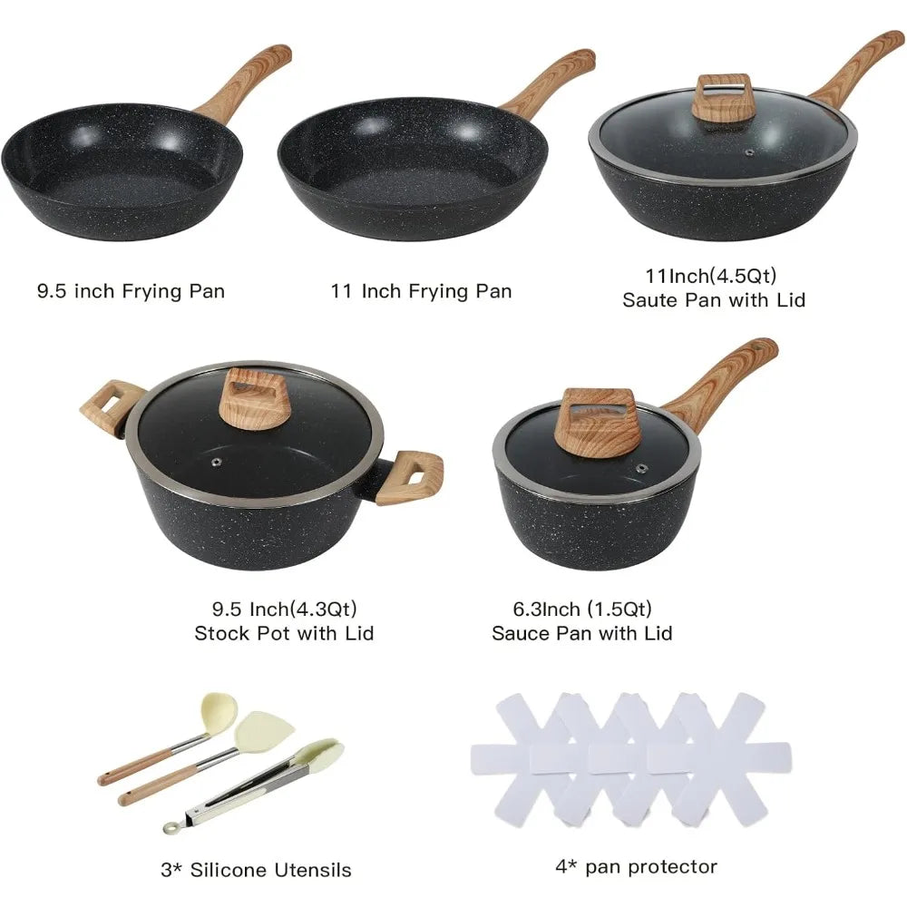 US Ceramic Nonstick Cookware Set Pots And Pans Kitchen
