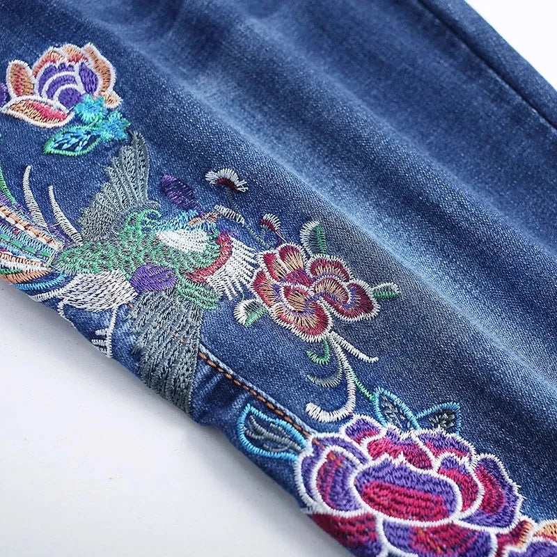 VWBQNZ Women's High Waisted Embroidered Flared Denim Jeans
