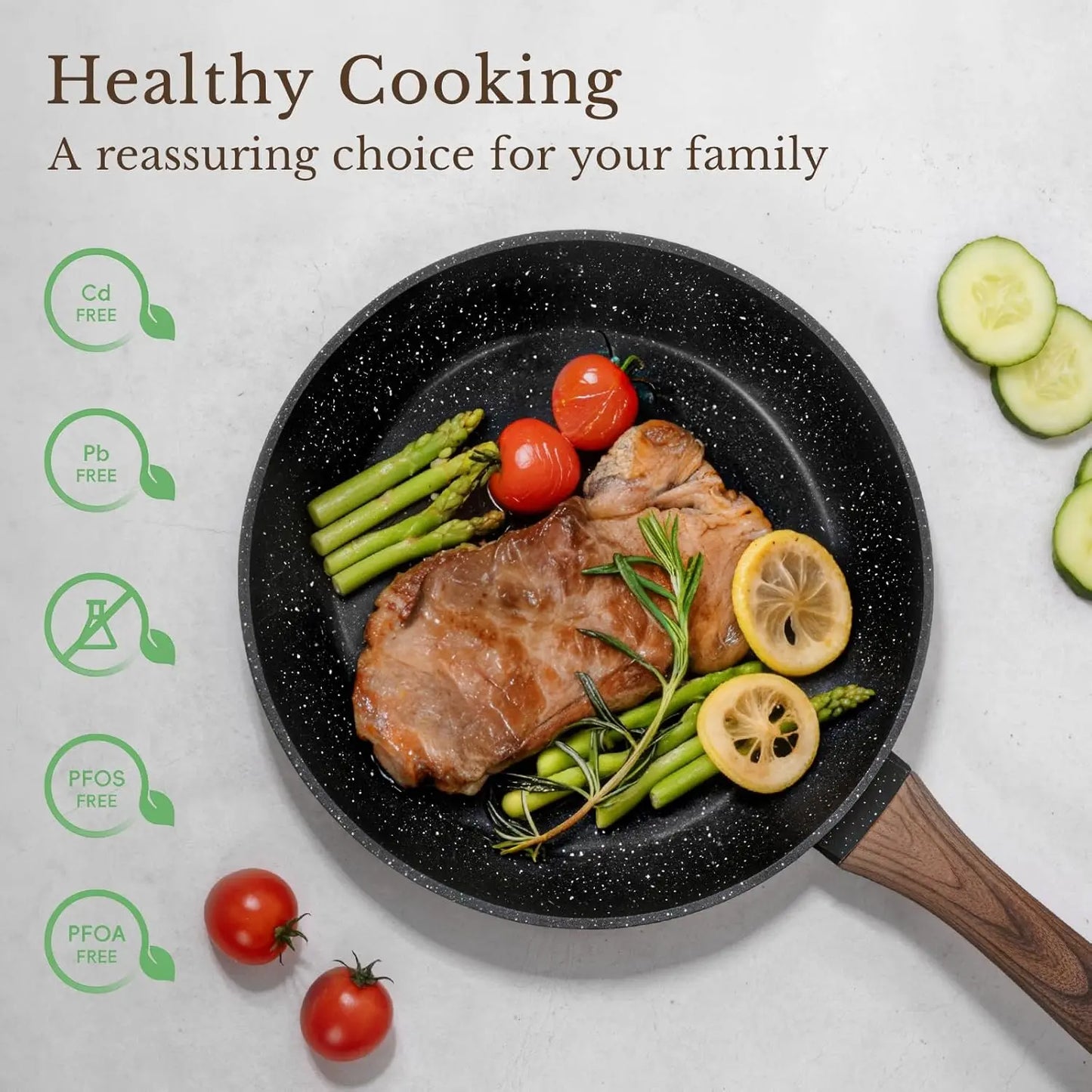 Nonstick Ceramic Cookware Set Induction Compatible PFAS-Free