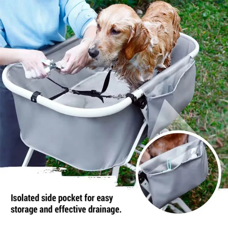 Foldable Dog Bathing Station Adjustable Elevated Tub