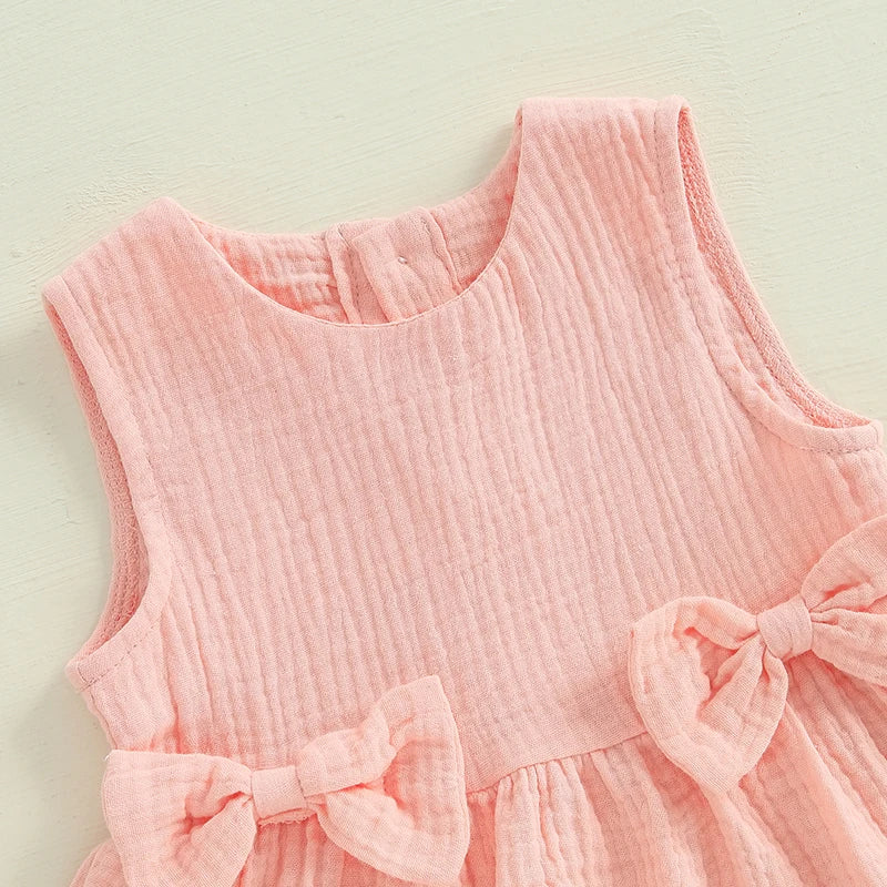 Lioraitiin Toddler Girl Summer Bow Neck Tank Top Set