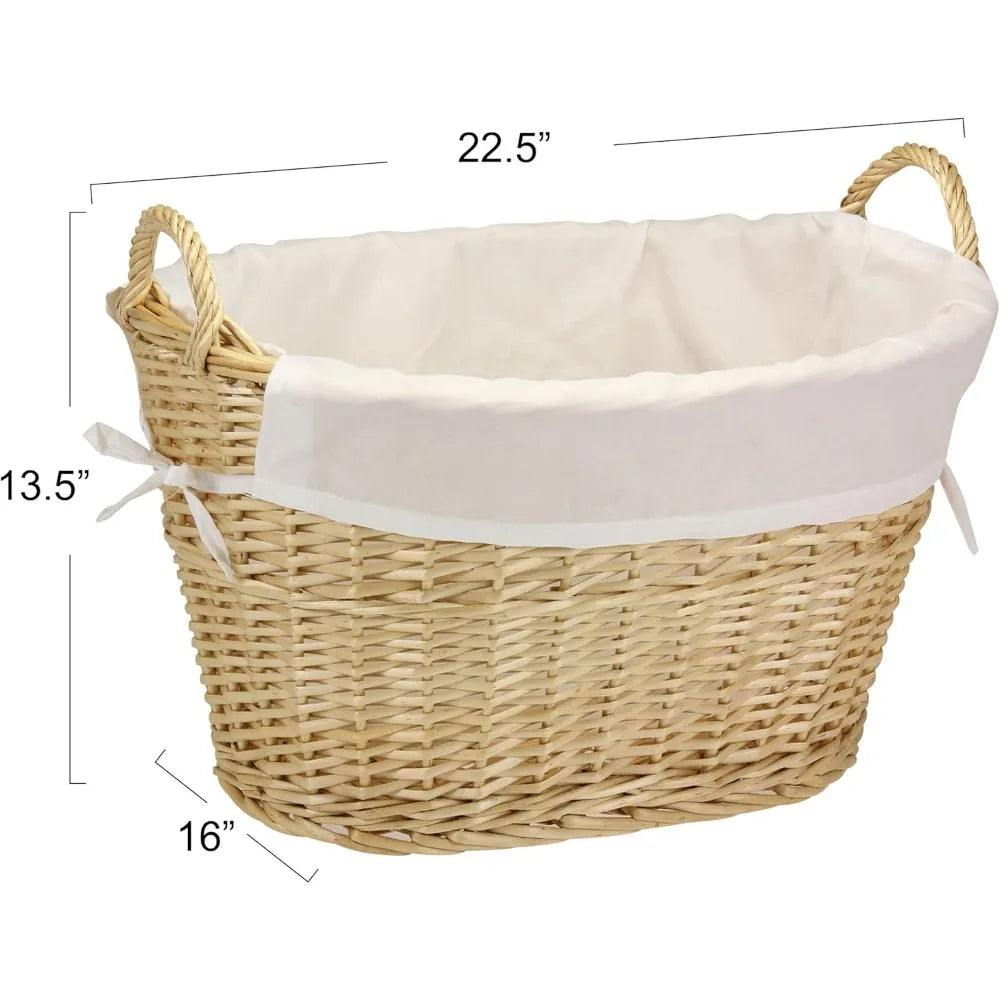 Handwoven Willow Laundry Basket With Removable Liner For Residence OrganizationPlus