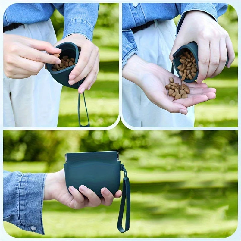 Portable Silicone Dog Treat Bag for Training and Walking