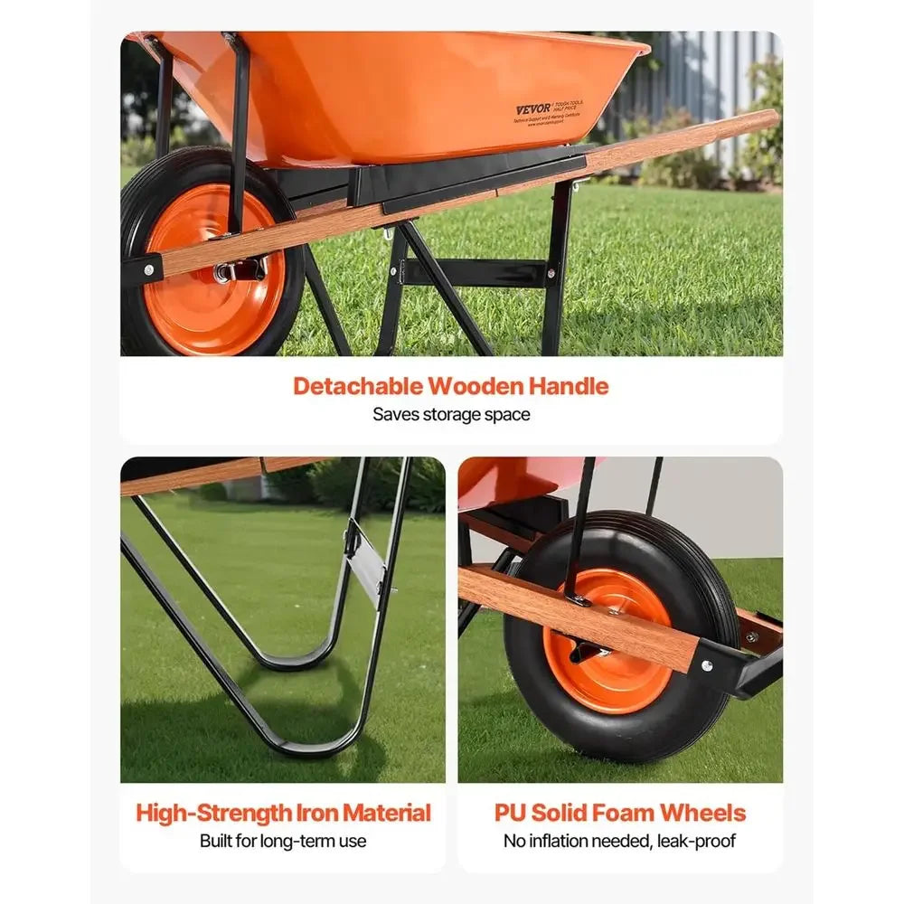 Single Wheel Garden Cart 5 Cu Ft Capacity 265 Pounds