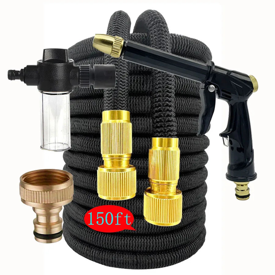 Expandable Garden Hose Reel With Metal Connector High Pressure TPE