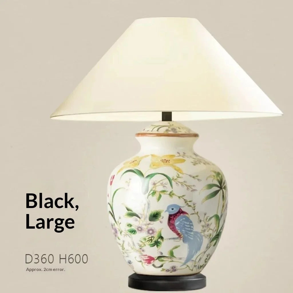 Ceramic Flower Bird Desk Lamp LED For Bedroom Living Room