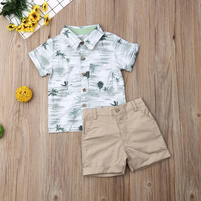 Lioraitiin Toddler Boy Shirts And Pants Set Short Sleeve