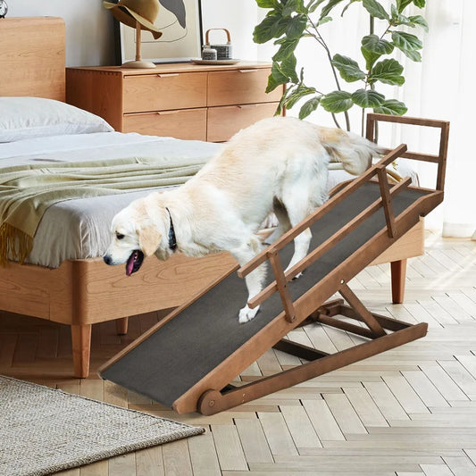 NONEDog Door Adjustable Folding Dog Ramp for Bed and Car