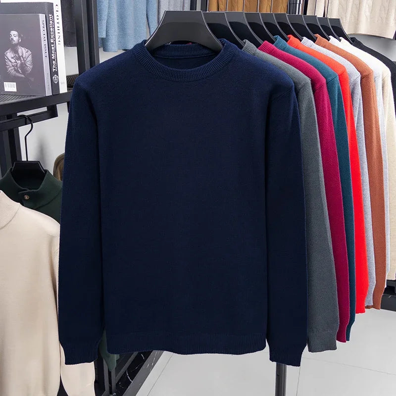 Men's Casual Knit Sweater Round Neck Diamond Pattern