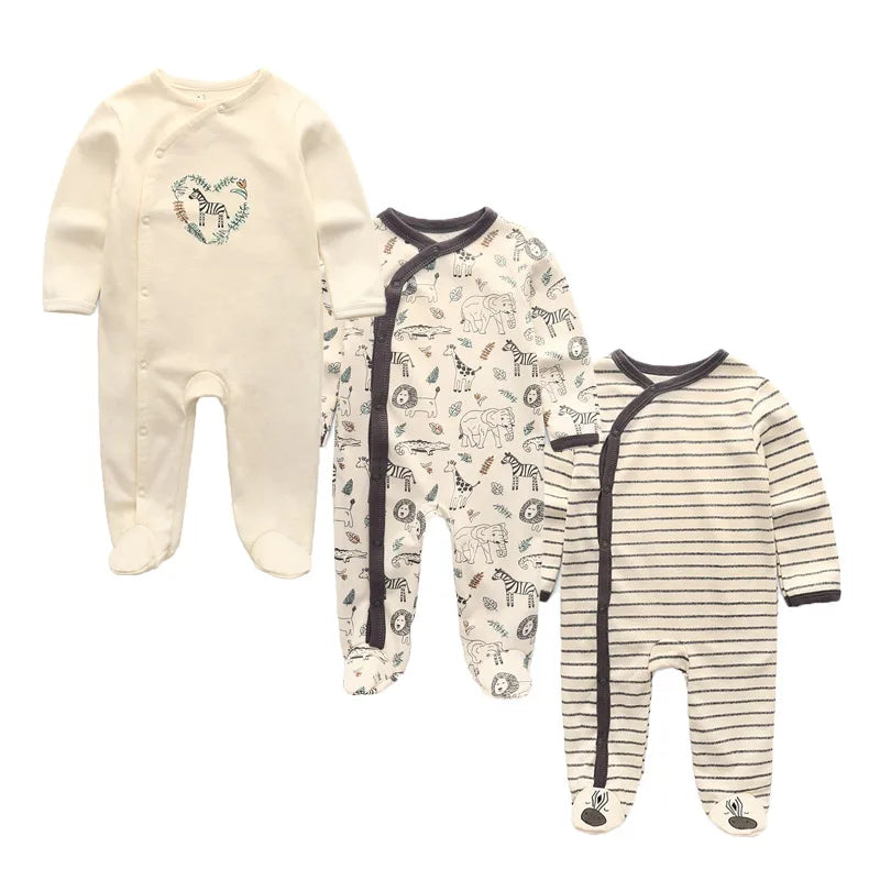 3 Piece Baby Romper Set Autumn Winter Long Sleeve 100% Cotton