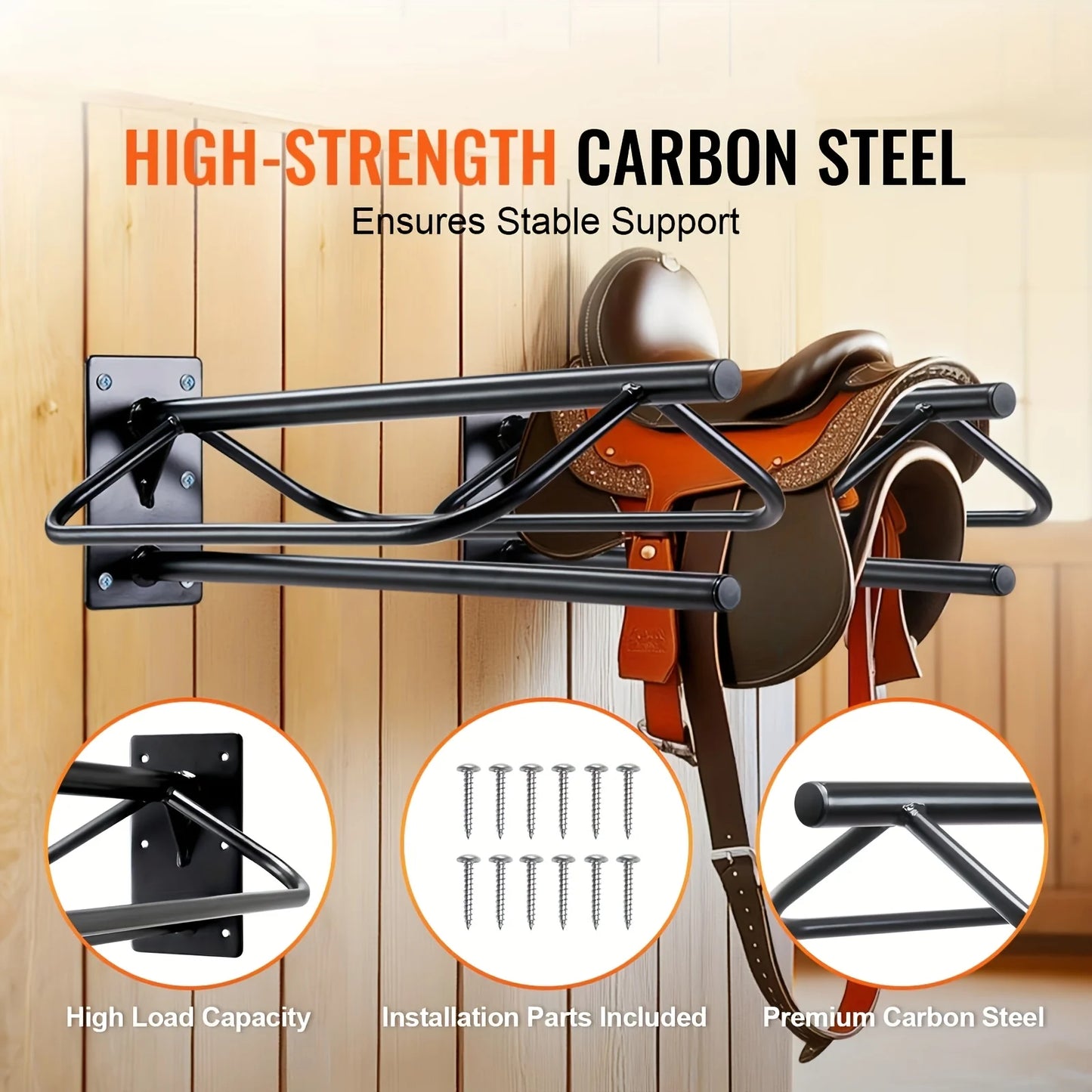 Western Saddle Rack Wall Mount Wrought Iron For Stables Trailers
