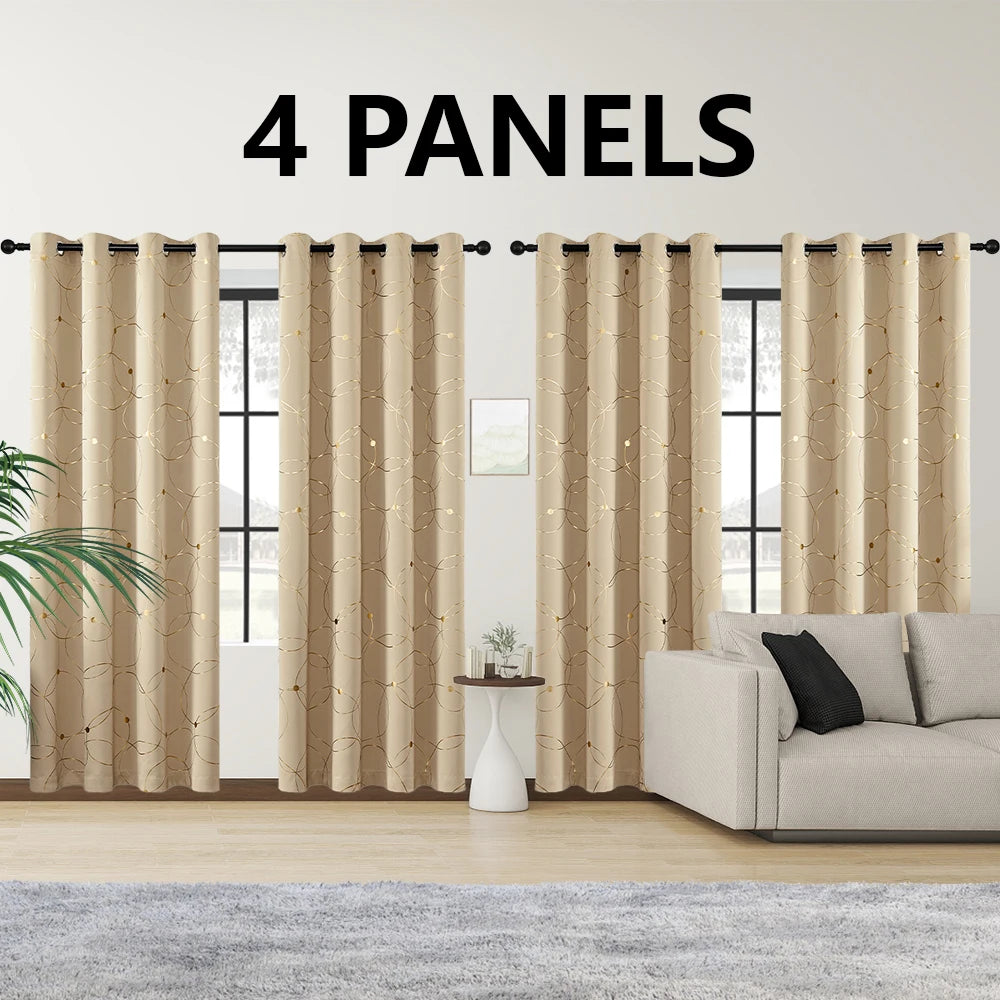 Circle And Dots Foil Thermal Insulated Curtains