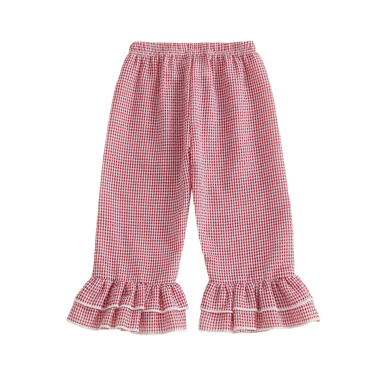 Pudcoco Toddler Girls Plaid Elastic Waist Flare Pants For Kids