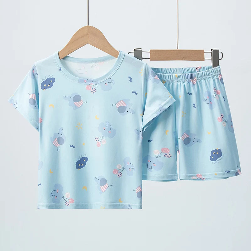 Unisex Kids Summer Shorts Set Two Piece Outfit For Home And Outdoors