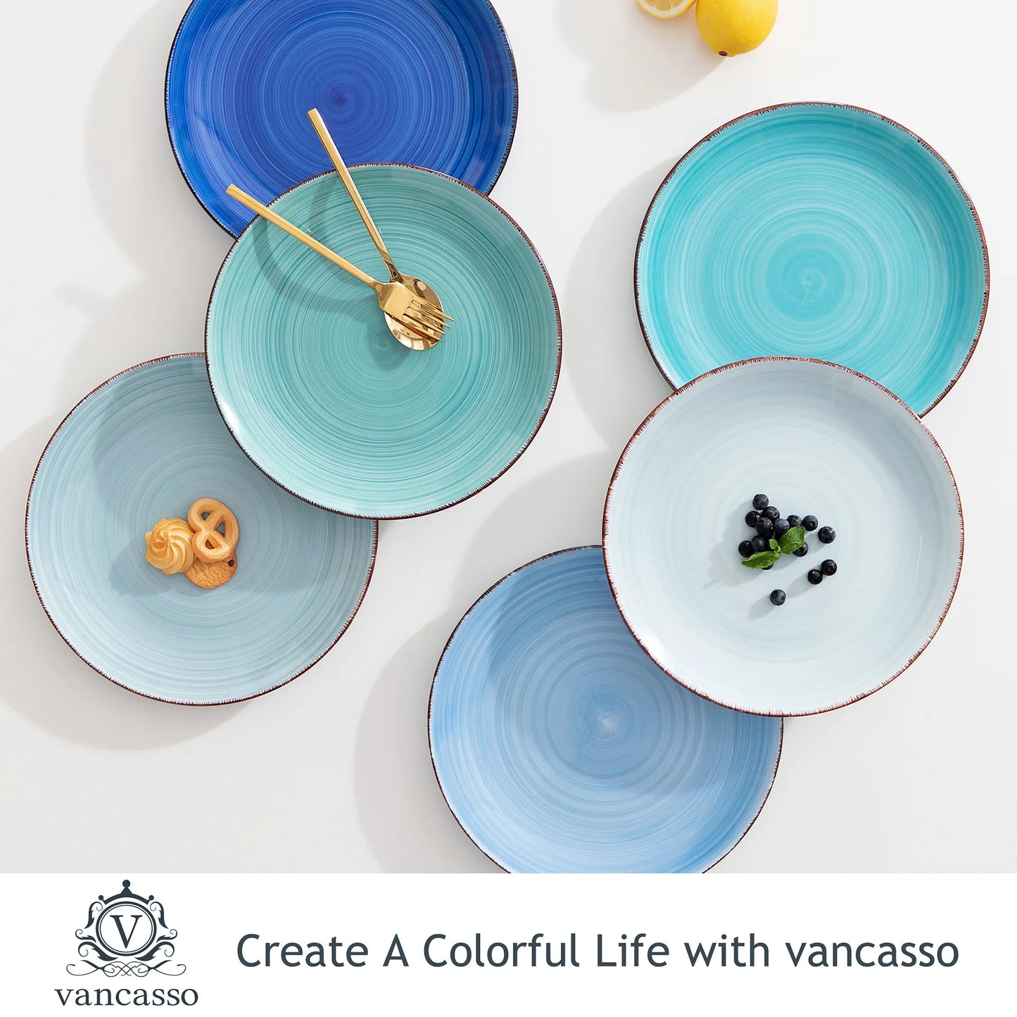 Malacasa Bonita Dinner Plate Set Hand Painted Rustic Finish
