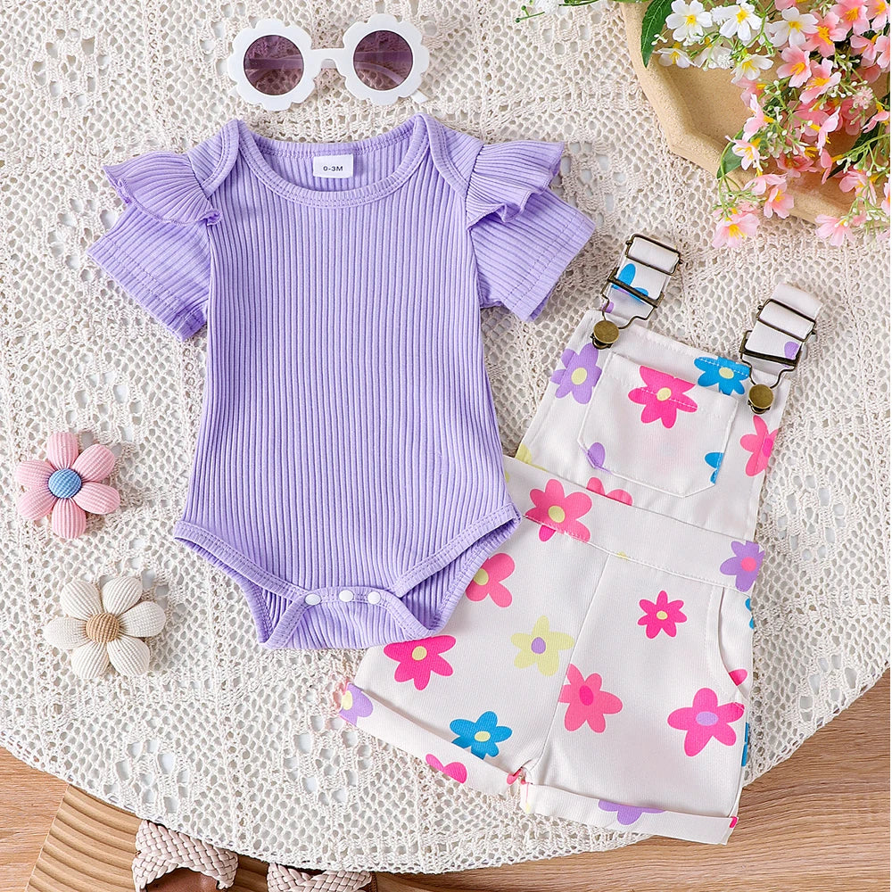 Prowow Toddler Two-Piece Suspender Overalls Set For Baby Girls