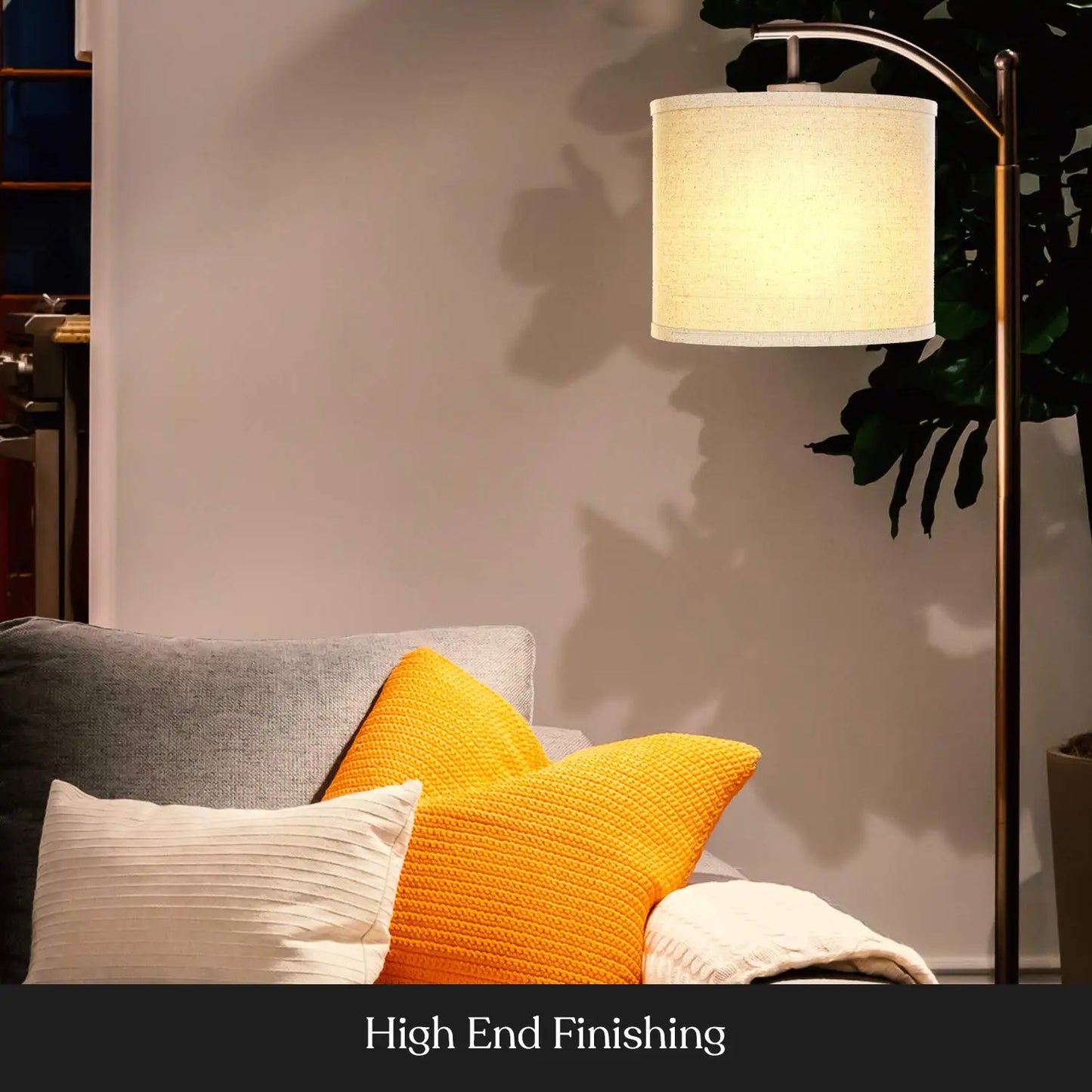 WADBTY LED Floor Lamp With Curved Shade For Living Rooms