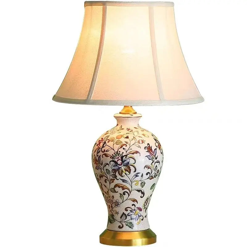 Floral Bird Ceramic Table Lamp Vase For Living Room Decor
