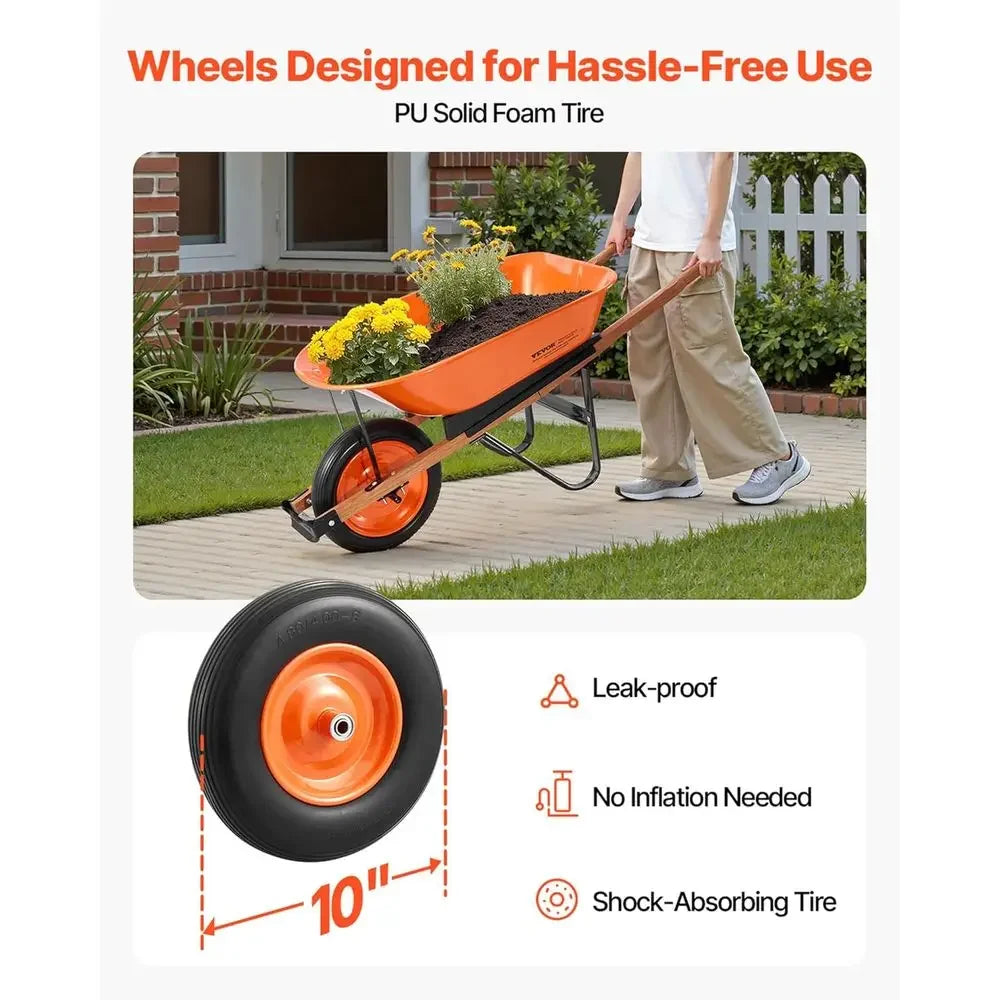 Single Wheel Garden Cart 5 Cu Ft Capacity 265 Pounds