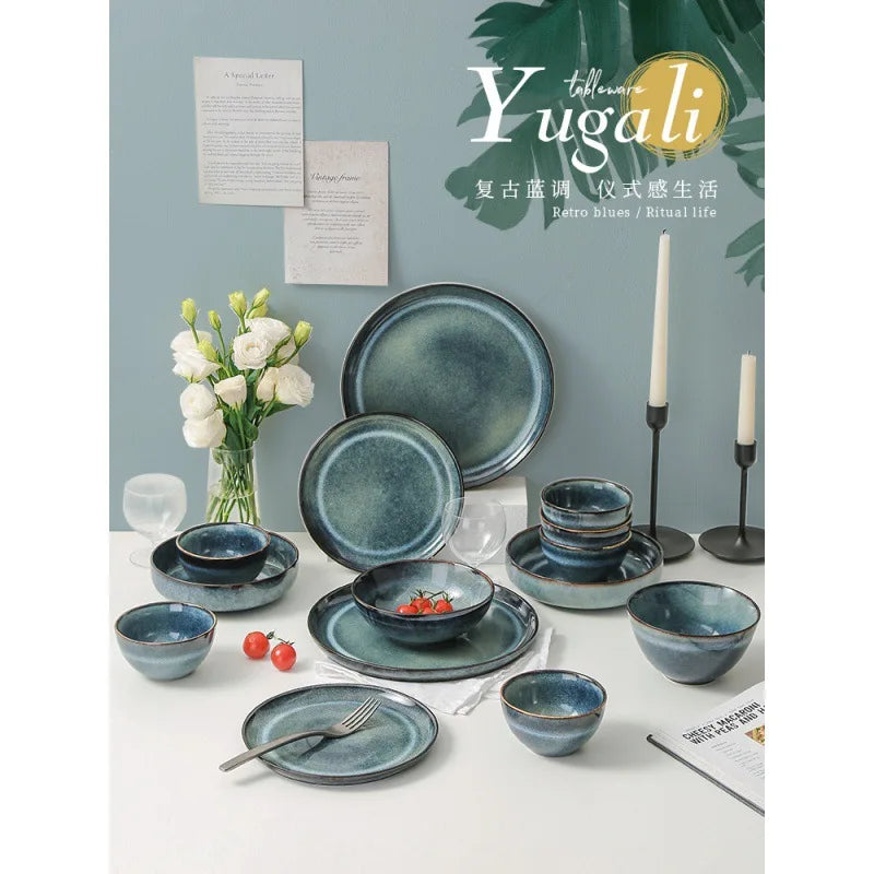 Lingao Retro Ceramic Tableware Set Porcelain Dinnerware
