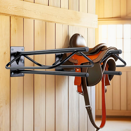 Western Saddle Rack Wall Mount Wrought Iron For Stables Trailers
