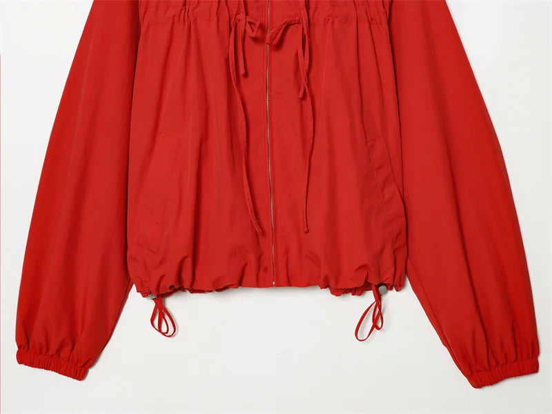 Guobioziy Women's Hooded Zipper Cardigan With Drawstring Detail