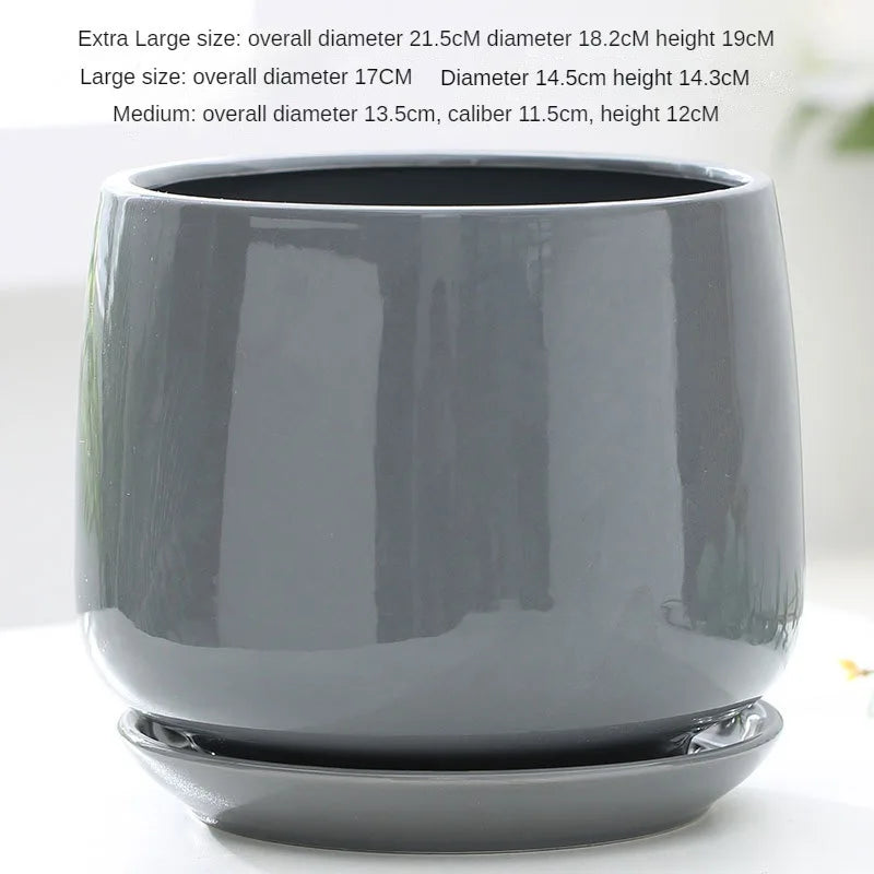 Ceramic Flowerpot Creative Large And Extra Large Flowerpot With Tray  Household Balcony Nordic Simple Flowerpot Home Decoration