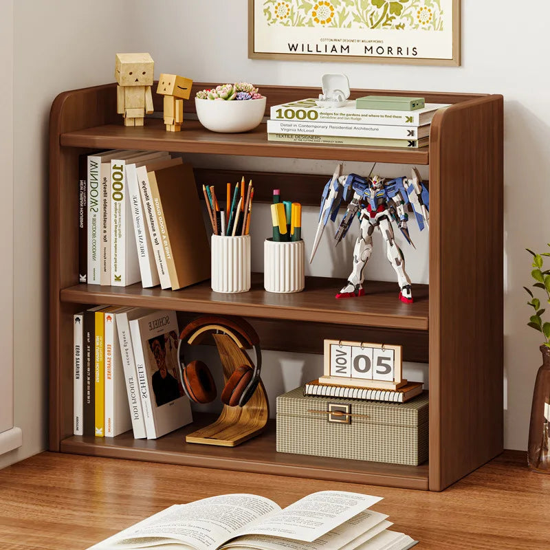 Three Tier Wood Bookcase Storage Shelf for Home Office Desk