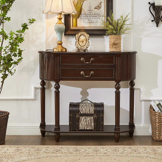 Elegant French Vintage Wooden Console Table for Home Entrance