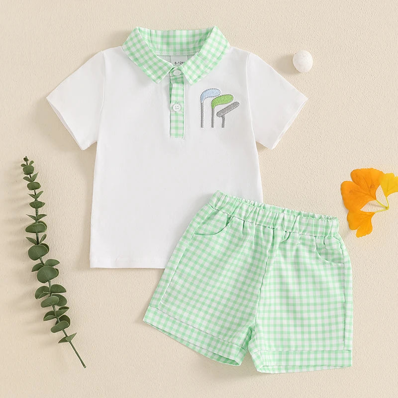 Emmababy Boys 2 Piece Set With Golf Club Embroidery