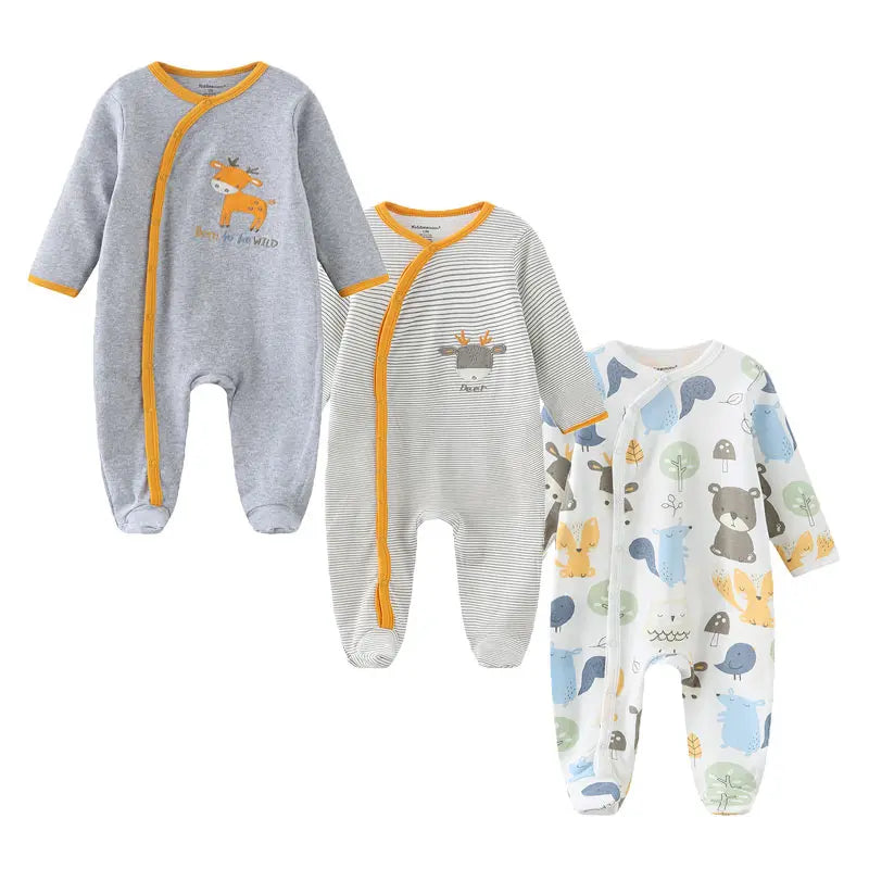 3 Piece Baby Romper Set Autumn Winter Long Sleeve 100% Cotton