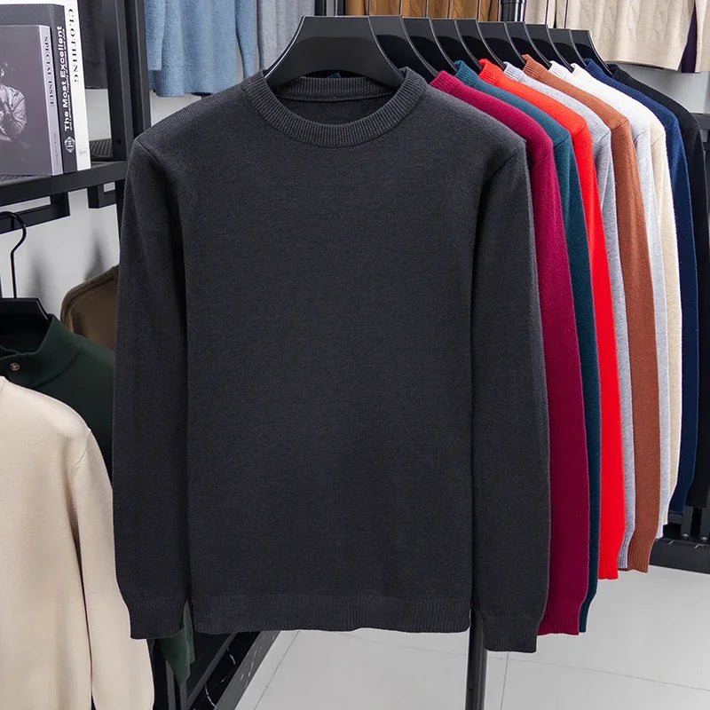 Men's Casual Knit Sweater Round Neck Diamond Pattern