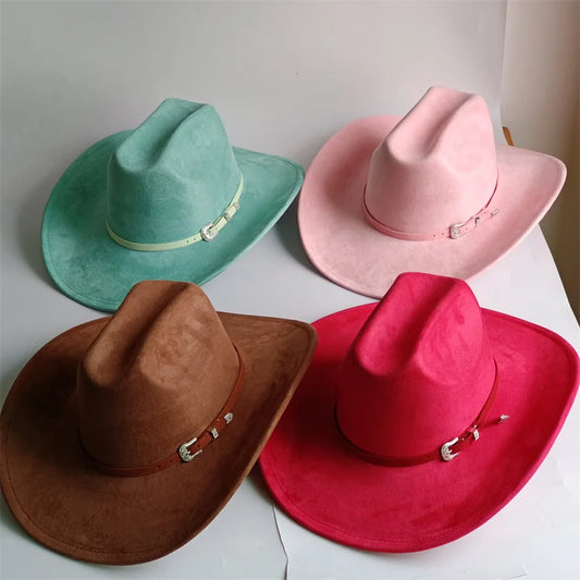 Unisex Suede Cowboy Hat Water Drop Crown Outdoor Wear