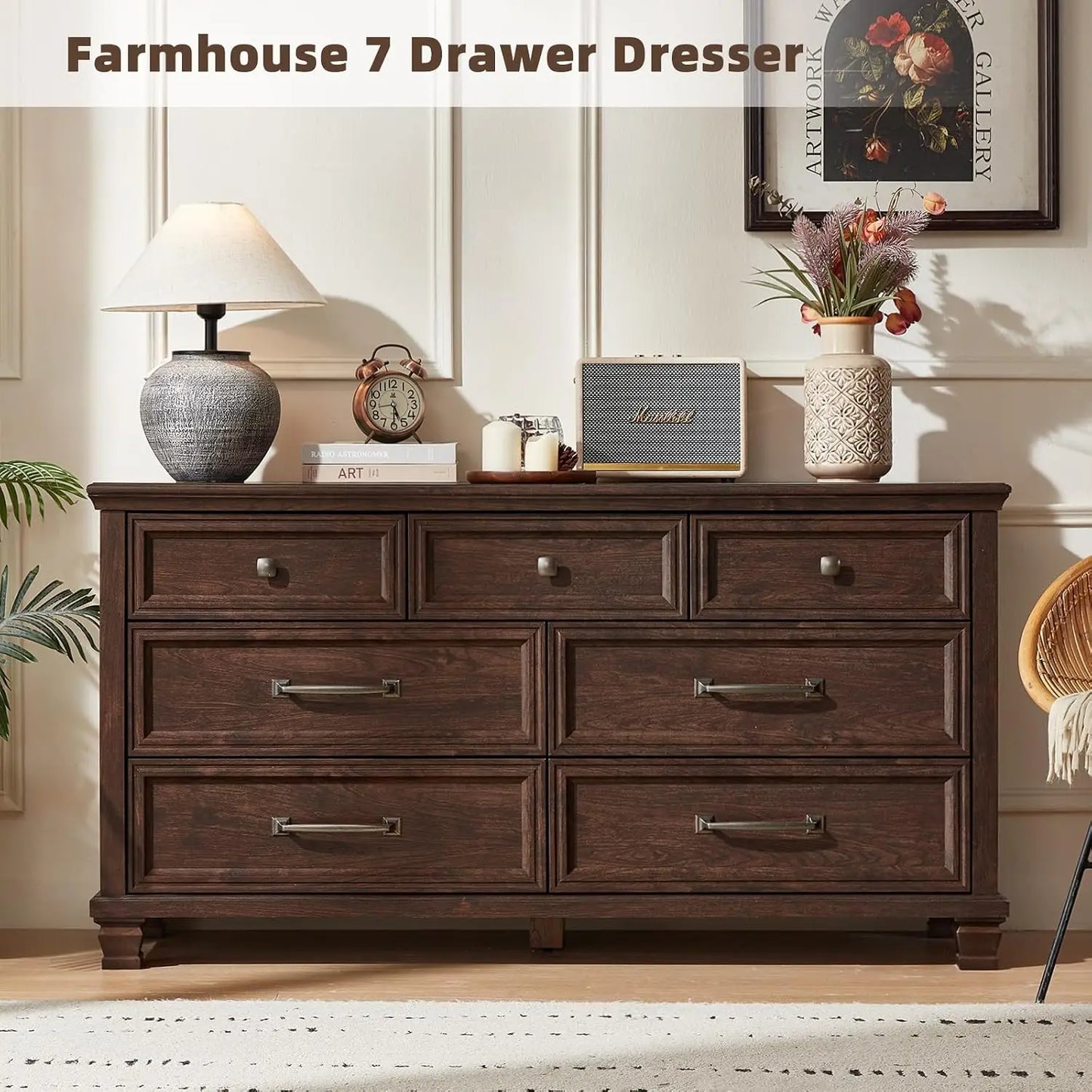 Rustic Wood Dresser Chest For Bedroom Farmhouse Style