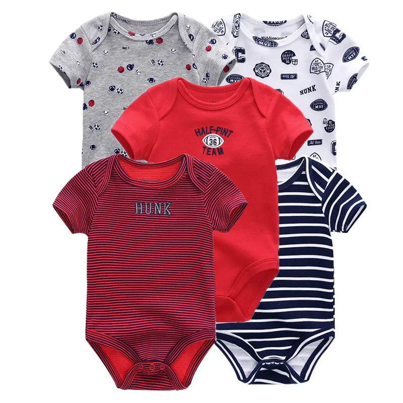 Kiddiezoom Summer 5 Piece Cartoon Bodysuits For Babies