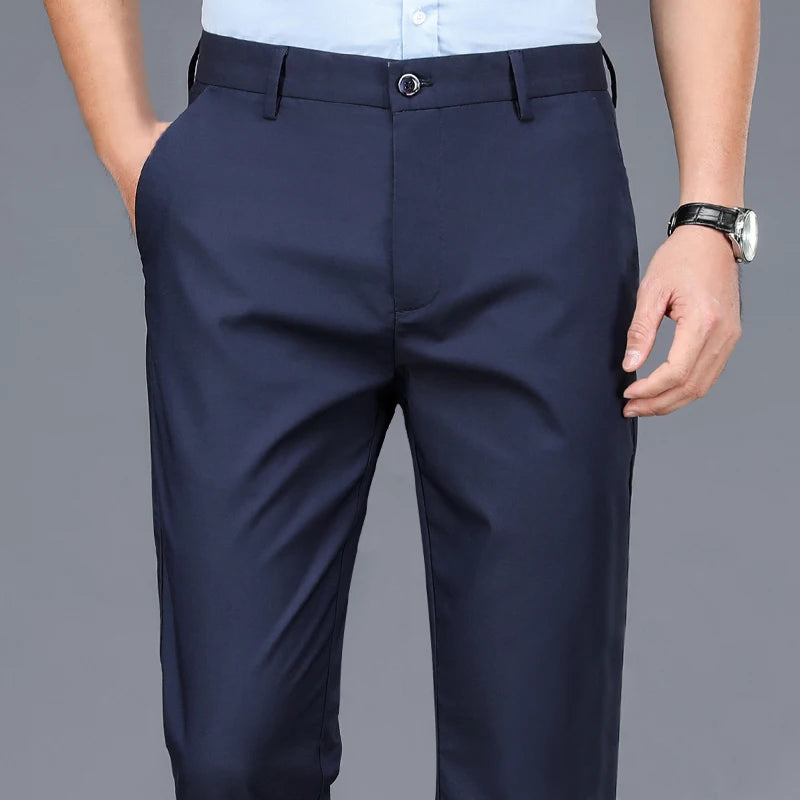 NONECN Men's Stretch Fast Dry Office Trousers Smart Casual Pants