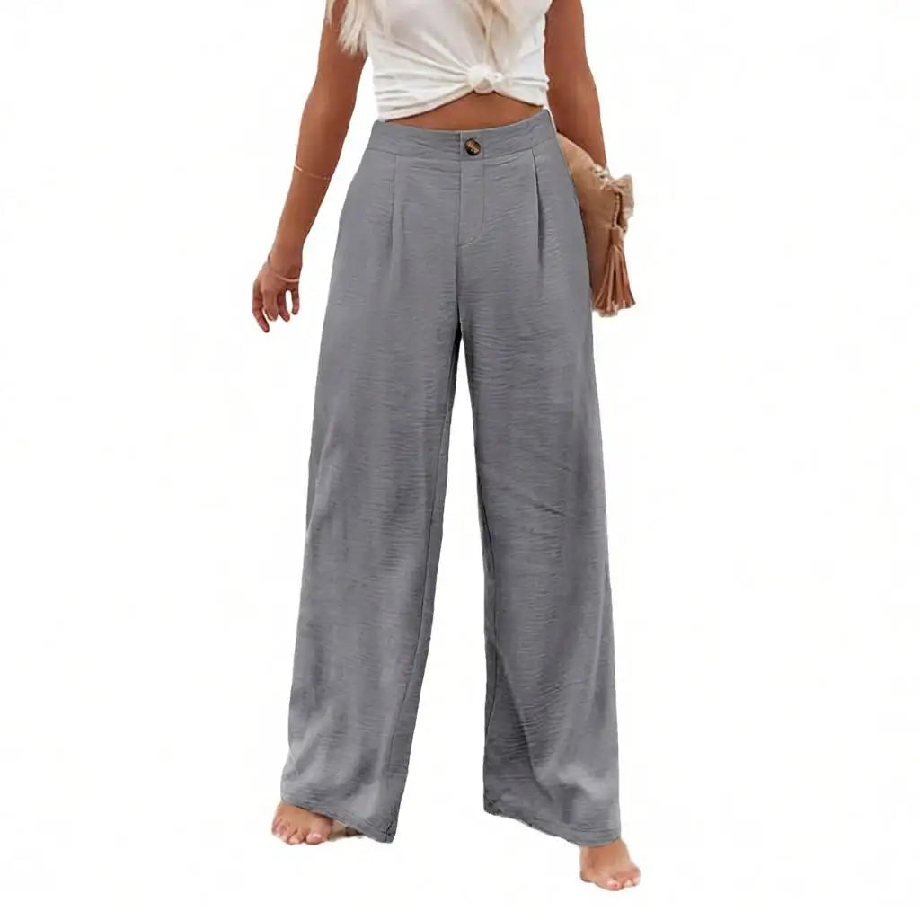 Others High Waist Wide Leg Pants For Women Summer Polyester