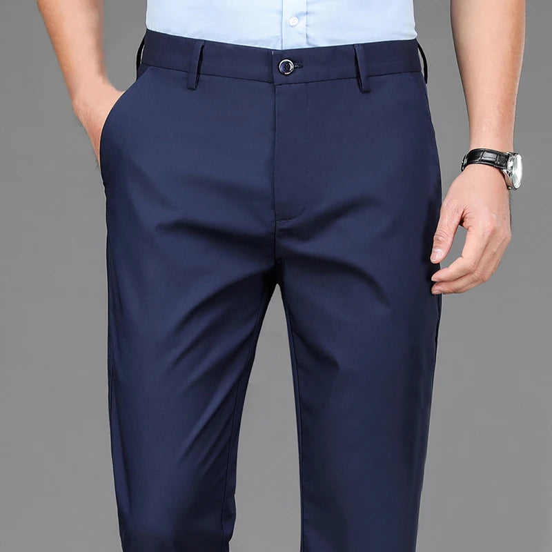 NONECN Men's Stretch Fast Dry Office Trousers Smart Casual Pants