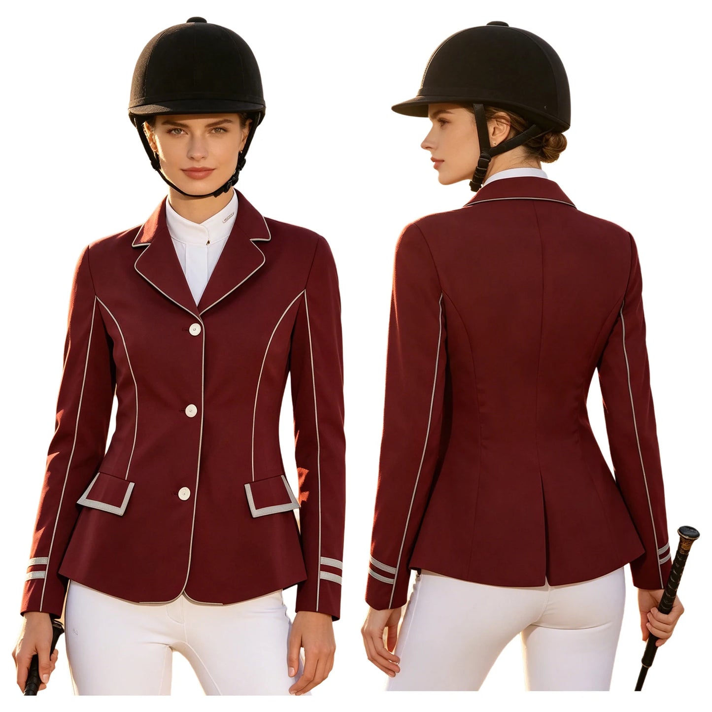 Women's Equestrian Riding Blazer With Lapel Collar Pockets