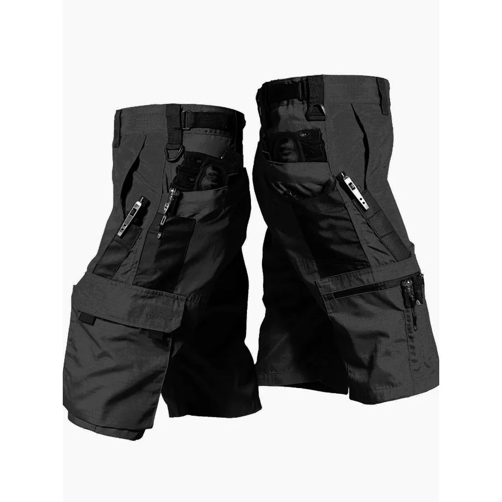 YKS JOOBCN Men's Multi-Pocket Outdoor Shorts Waterproof Wear-Resistant