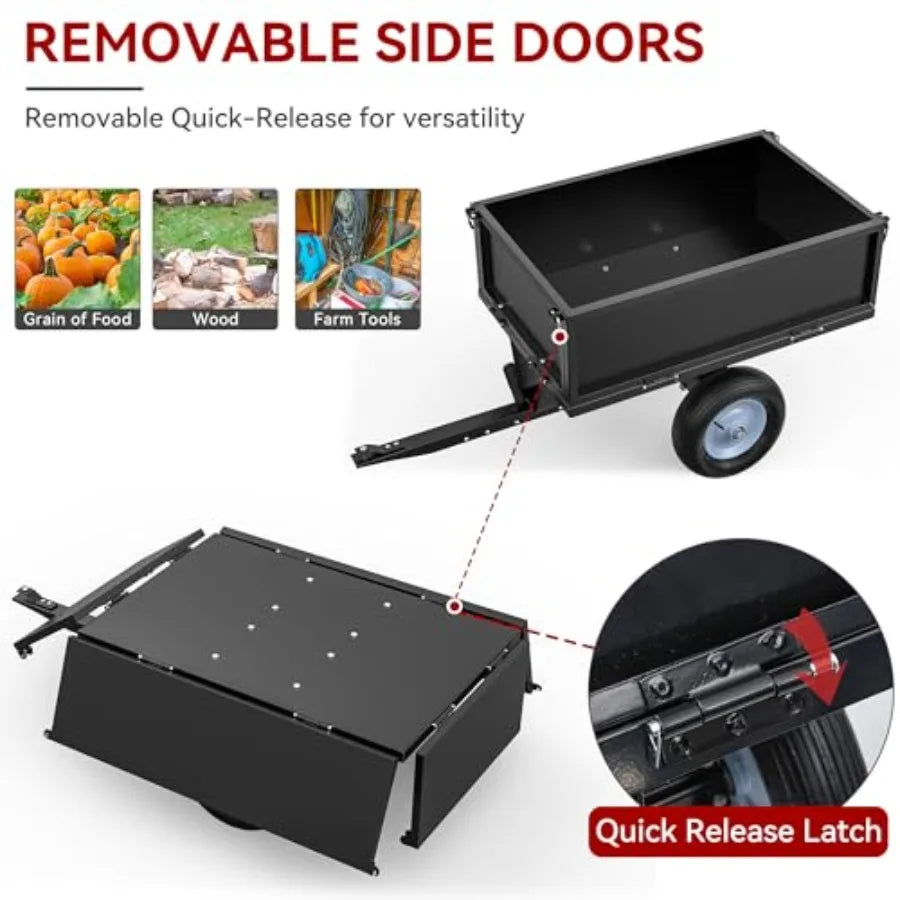 Heavy Duty Tow Behind Dump Cart For Lawn Tractors 500-Lb Capacity