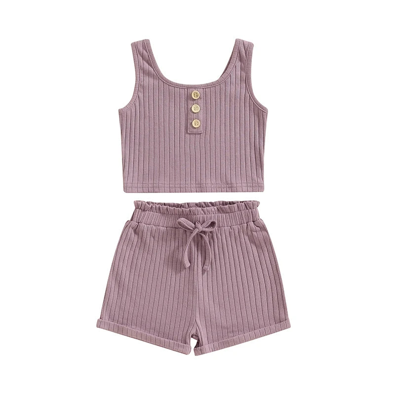 Lioraitiin Kids Two Piece Summer Set Vest Tops Shorts