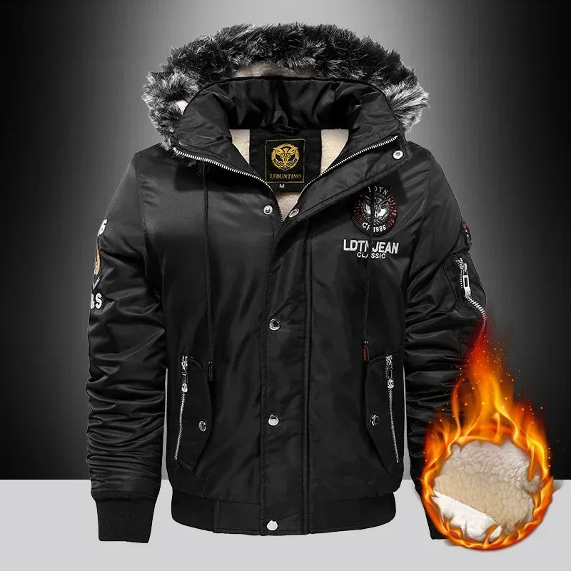 Men's Padded Parka Coat With Silk Filling And Hood
