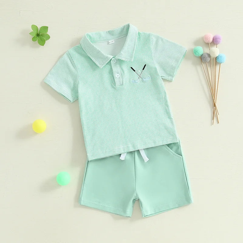 Emmababy Boys 2 Piece Set With Golf Club Embroidery