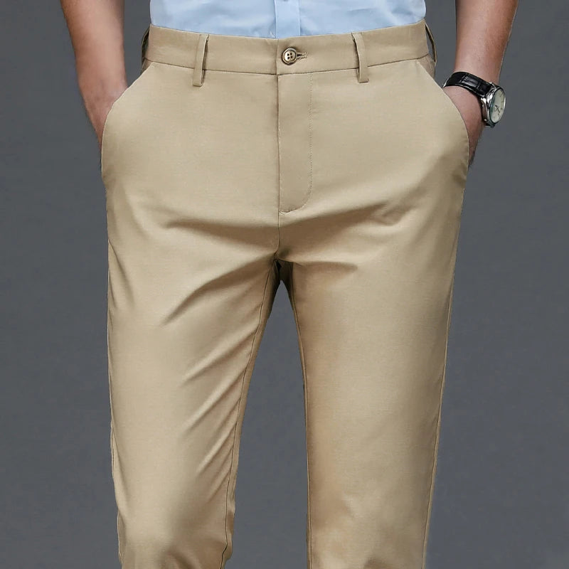NONECN Men's Stretch Fast Dry Office Trousers Smart Casual Pants