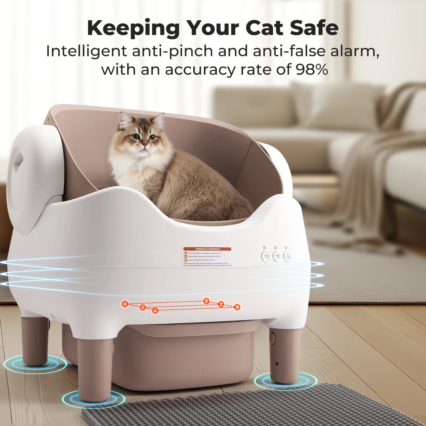 Lunapurr Self Cleaning Litter Box Automatic Cat Litter Box With App Control Odor Free Large Waste Bin For Multi Cats