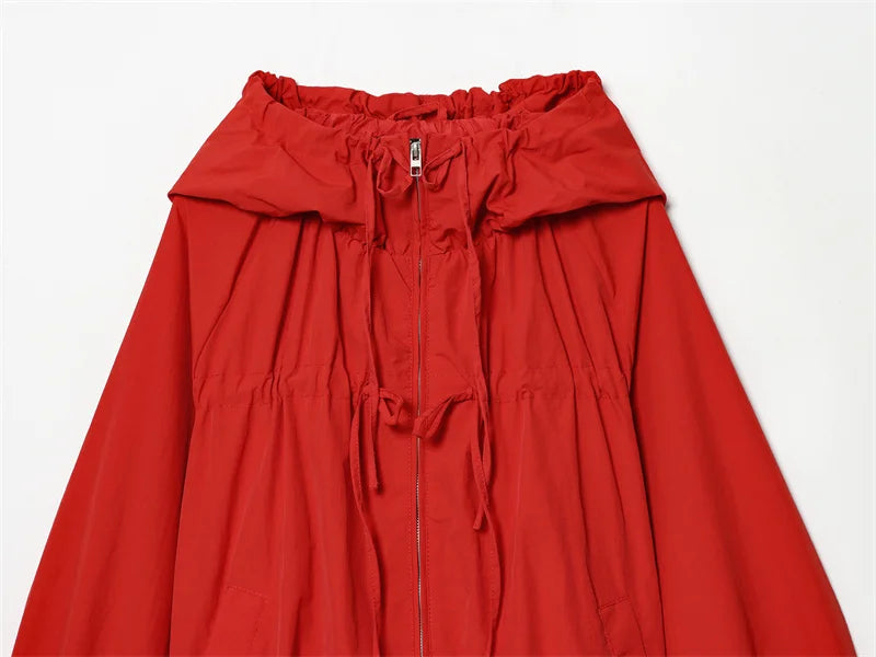 Guobioziy Women's Hooded Zipper Cardigan With Drawstring Detail